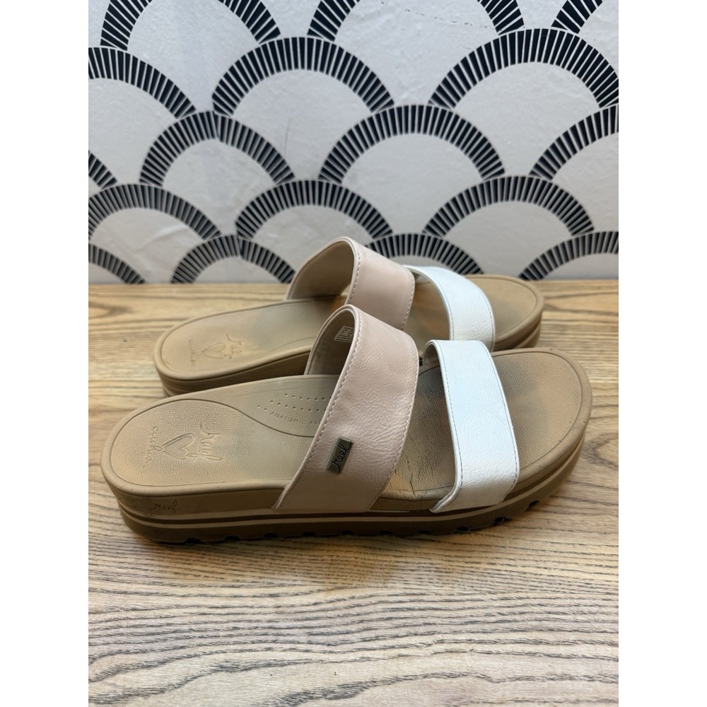 Reef Women Banded Horizon HI, Size 9 Women's Pink & White Slip on Cushion Comfy - Picture 2 of 10